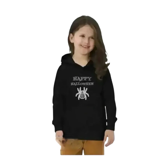 Mädchen-Hoodie aus Baumwolle mit Spinnen-Motiv, unisex Kinder Hoodie für 4-12 Jahre, bequemer Halloween Kapuzenpullover.