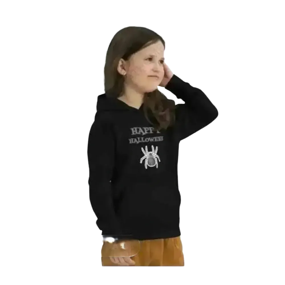 Kinder Hoodie mit Spinnenmotiv aus Baumwolle, unisex, für Mädchen und Jungen, ideal für Kinder 4-12 Jahre, Halloween-Design.