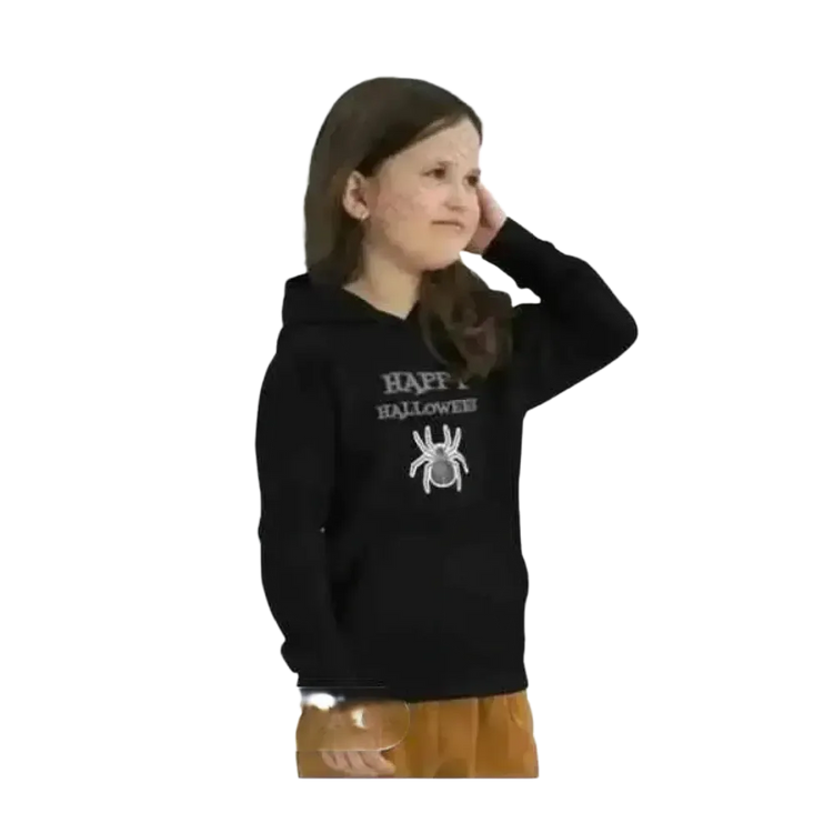 Kinder Hoodie mit Spinnenmotiv aus Baumwolle, unisex, für Mädchen und Jungen, ideal für Kinder 4-12 Jahre, Halloween-Design.