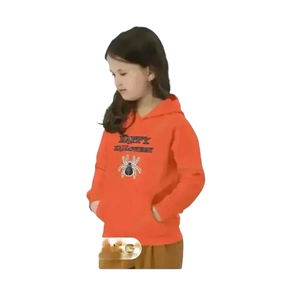 Kinder Hoodie mit Spinnen Motiv aus Baumwolle, Unisex Halloween Kapuzenpullover für Kinder 4-12 Jahre, BUYATHOME24