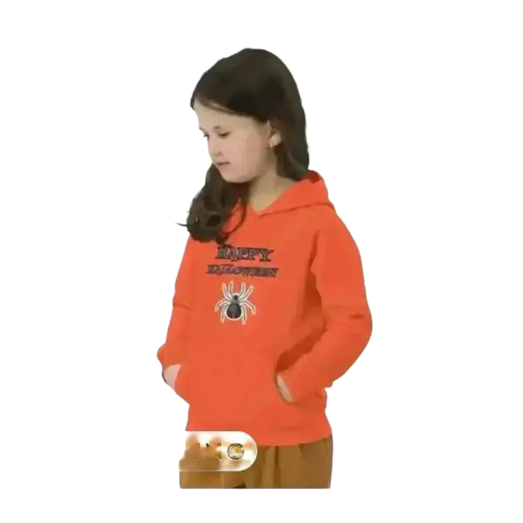 Kinder Hoodie mit Spinnen Motiv aus Baumwolle, Unisex Halloween Kapuzenpullover für Kinder 4-12 Jahre, BUYATHOME24