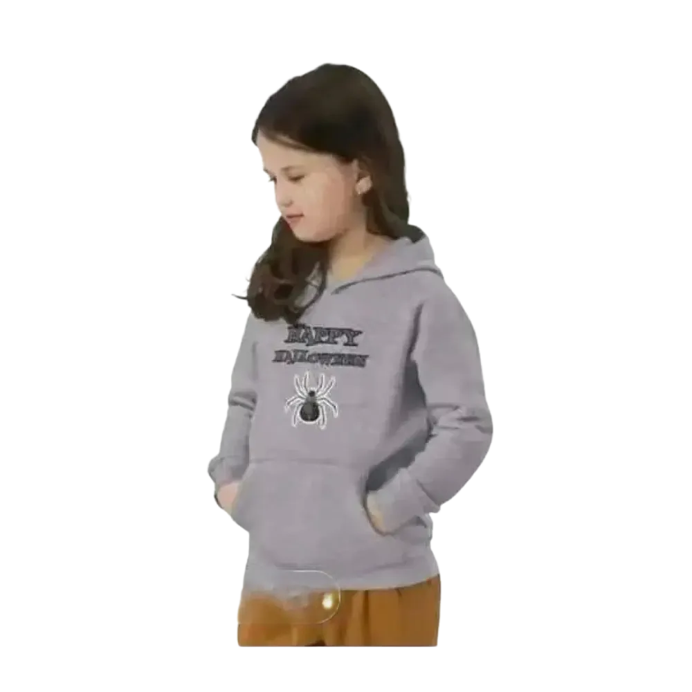 Kinder-Hoodie mit Spinnen-Motiv aus Baumwolle, unisex Halloween Kapuzenpullover für Mädchen und Jungen, 4-12 Jahre