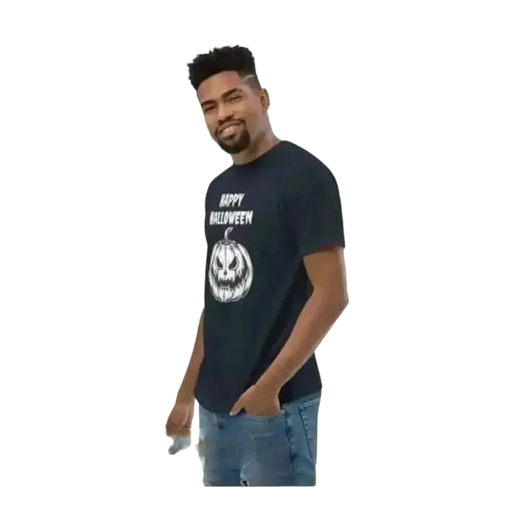 Herren Baumwoll-T-Shirt mit Halloween-Grafik, Unisex, bedruckbar, in XS-3XL, bequemes T-Shirt für jeden Anlass von BUYATHOME24