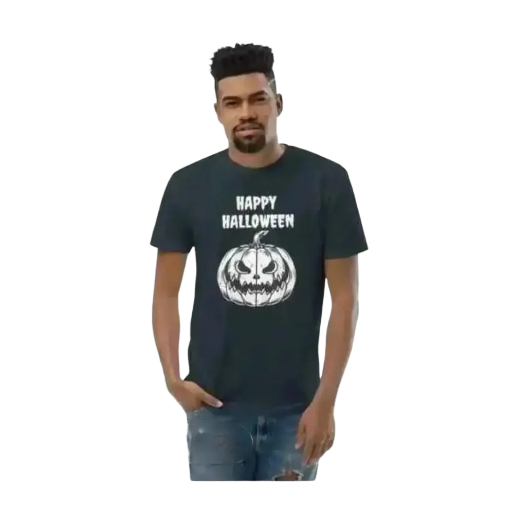 Herren Baumwoll-T-Shirt mit Halloween-Grafik, Unisex, in XS-3XL, individuell bedruckbar, bequemes Baumwollshirt für jeden Anlass.