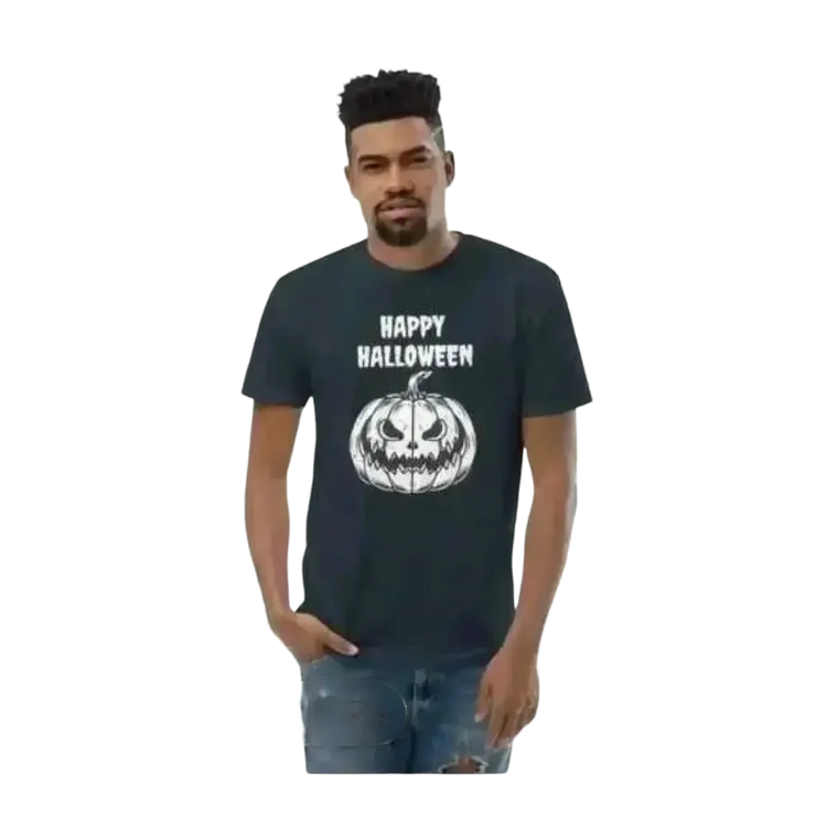 Herren Baumwoll-T-Shirt mit Halloween-Grafik, Unisex, in XS-3XL, individuell bedruckbar, bequemes Baumwollshirt für jeden Anlass.