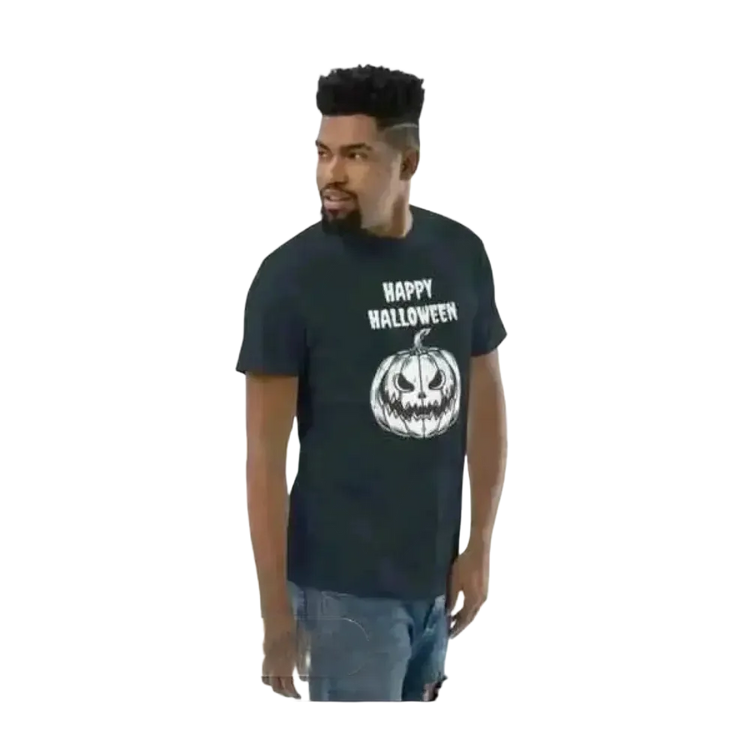 Grafik Unisex Halloween-T-Shirt aus Baumwolle in XS-3XL, individuell bedruckbar, bequemes Herren-T-Shirt für jeden Anlass