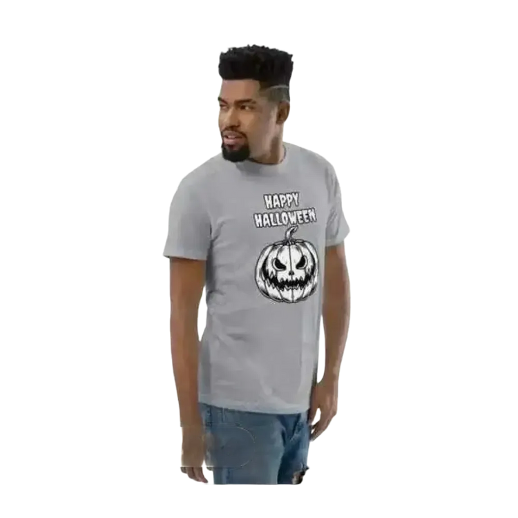 Herren Baumwoll-T-Shirt mit Halloween-Grafik, Unisex, in XS-3XL, individuell bedruckbar, bequemes Baumwoll-Shirt für jeden Anlass