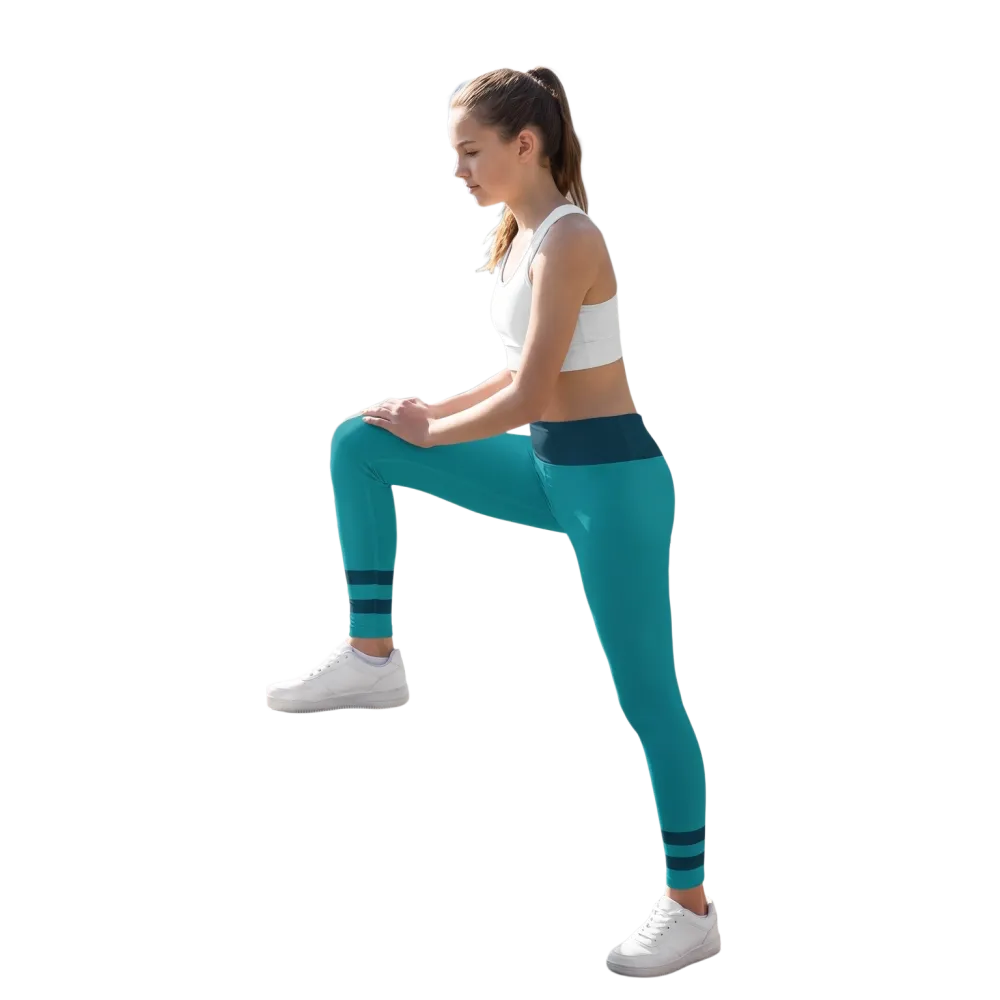 Hellblaue Kinder-Sport-Leggings für Jungen und Mädchen, UV-Schutz, bedruckbar, Unisex, Größe 134-170 cm