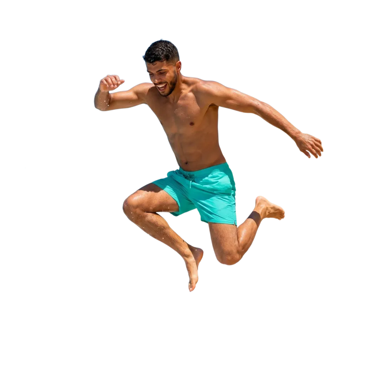 Herren Badeshorts von BUYATHOME24 mit UV-Schutz 50+, Mikrofaser, Stretch, in 2XS-6XL, geeignet für Wasseraktivitäten.