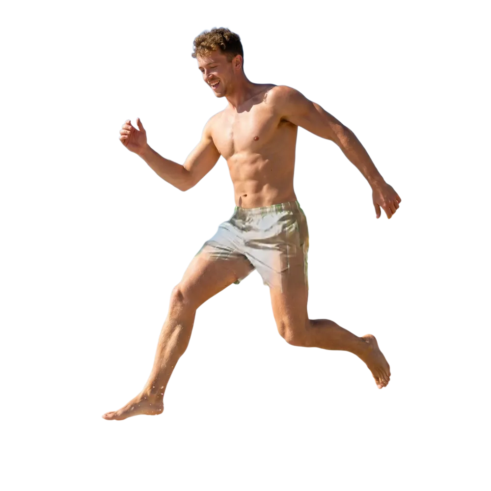 Herren Badeshorts mit grünen Streifen aus Mikrofaser, UV-Schutz 50+, in 2XS-6XL, von BUYATHOME24.