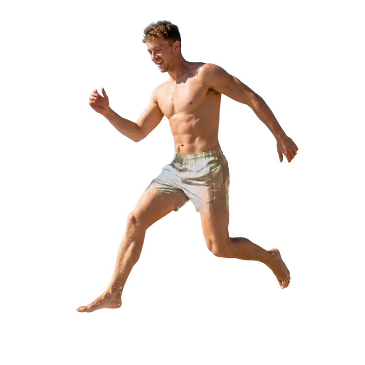 Herren Badeshorts mit grünen Streifen aus Mikrofaser, UV-Schutz 50+, in 2XS-6XL, von BUYATHOME24.