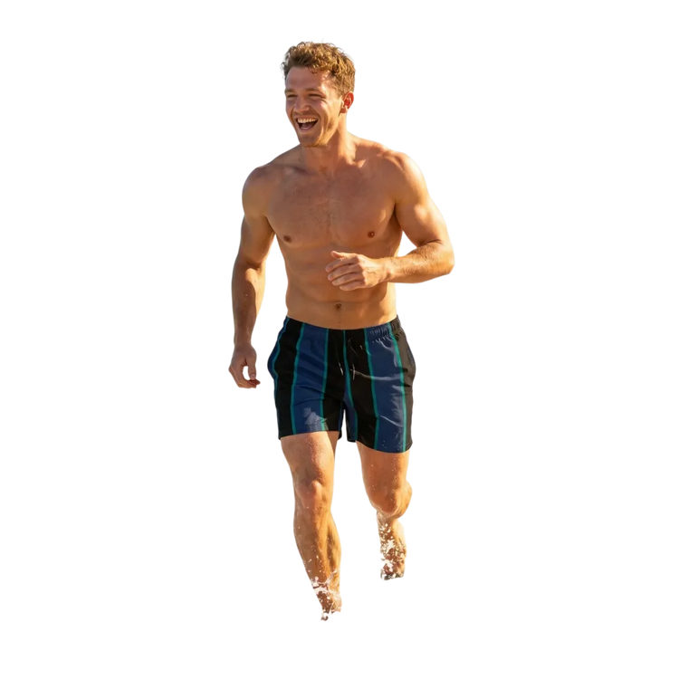 Herren Badeshorts mit Streifen, schnelltrocknend und UV-Schutz, in Größe 2XS bis 6XL, von BUYATHOME24.
