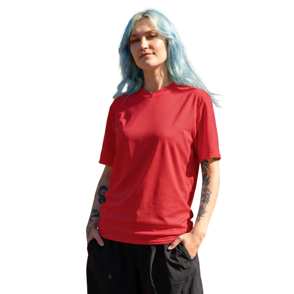 Unisex Fußballshirt mit V-Ausschnitt, 2XS-6XL, aus Zwei-Wege-Stretch, von BUYATHOME24, für Herren und Damen, sportlich und bequem