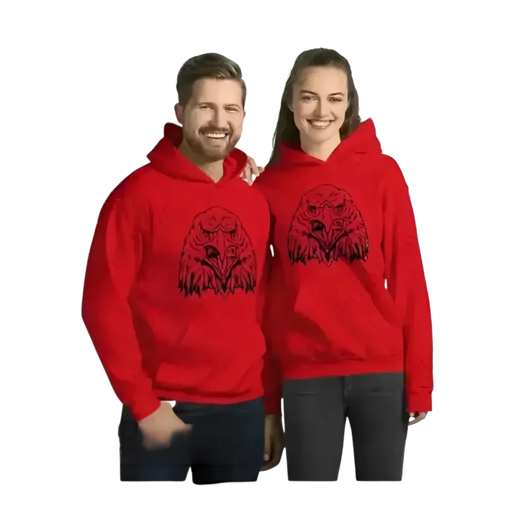 Grafik Unisex Hoodie mit Adler-Motiv in verschiedenen Größen, bequem und stylisch für Herren und Damen, von BUYATHOME24