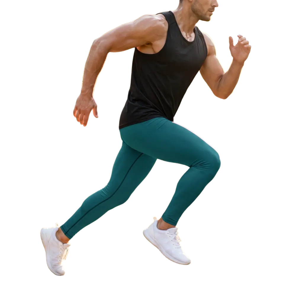 Herren Sportleggings von BUYATHOME24 in Blau mit Allover-Print, 4-Wege-Stretch, bedruckbar, in XS bis 3XL