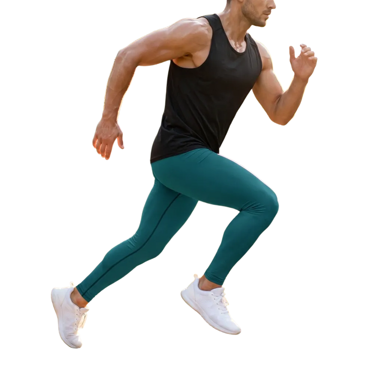 Herren Sportleggings von BUYATHOME24 in Blau mit Allover-Print, 4-Wege-Stretch, bedruckbar, in XS bis 3XL