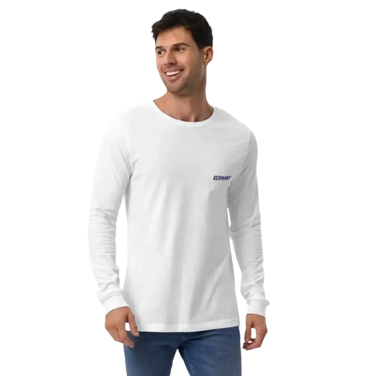 Unisex Langarm-Sweatshirt aus Baumwolle mit Deutschland-Grafik in Weiß, Größen XS bis 2XL, von BUYATHOME24.