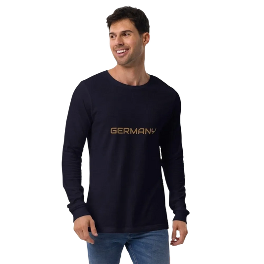 Unisex Baumwoll-Sweatshirt mit Langarm in Navy, XS bis 2XL, von BUYATHOME24, bequemes T-Shirt mit Druck.