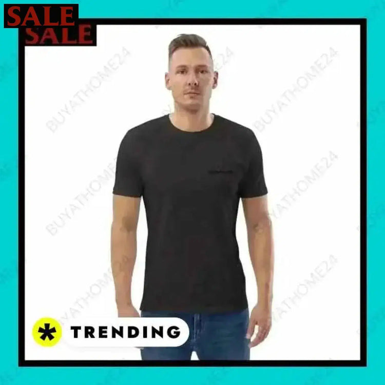 BUYATHOME24 navy unisex T-shirt with logo, front view