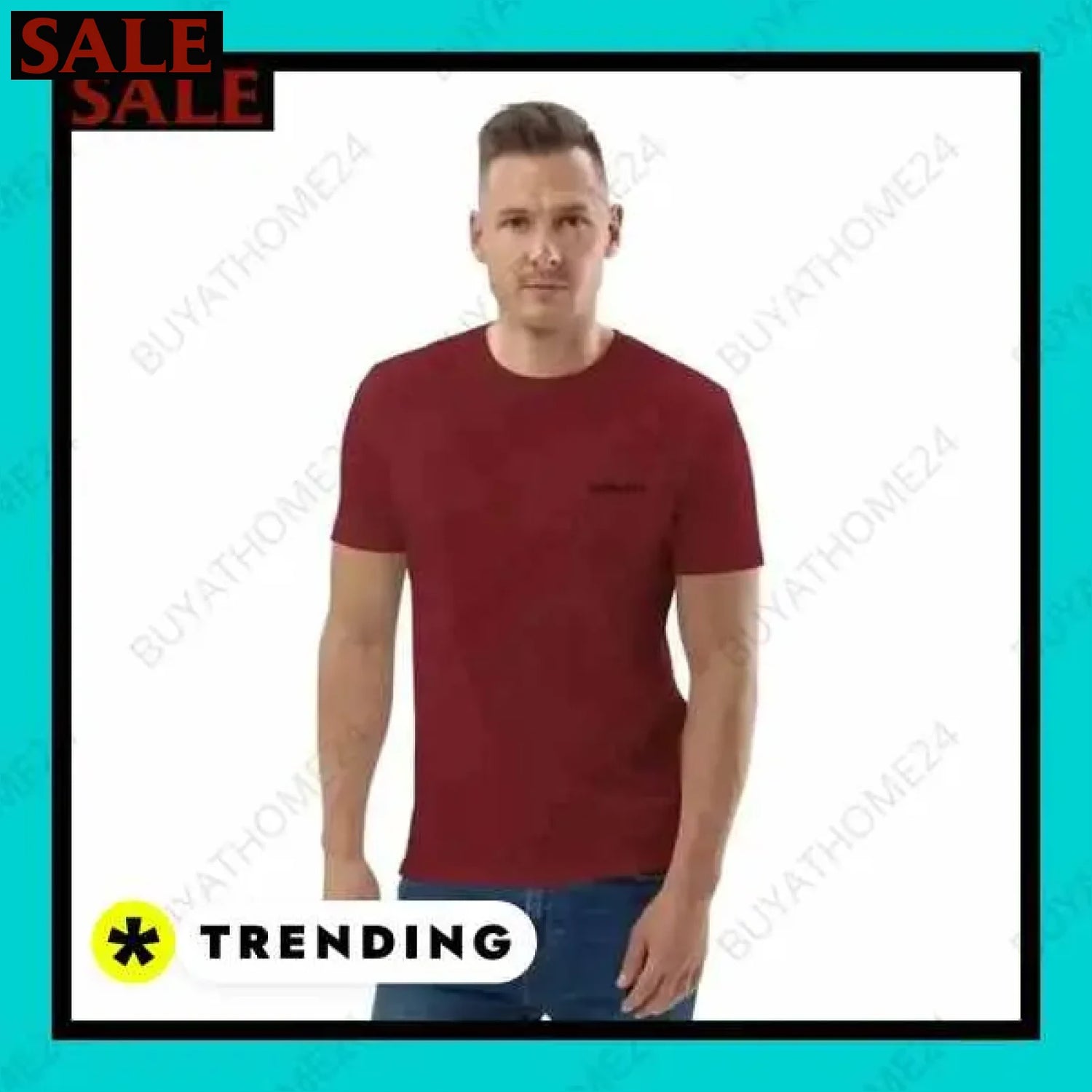 Herren T-Shirt aus Baumwolle mit stilvollem Design und passender Baseball Cap  Textildruck BUYATHOME24, T-Shirts BUYATHOME24, Hoodies BUYATHOME24,  Hosen BUYATHOME24, Jacken BUYATHOME24, Schuhe BUYATHOME24