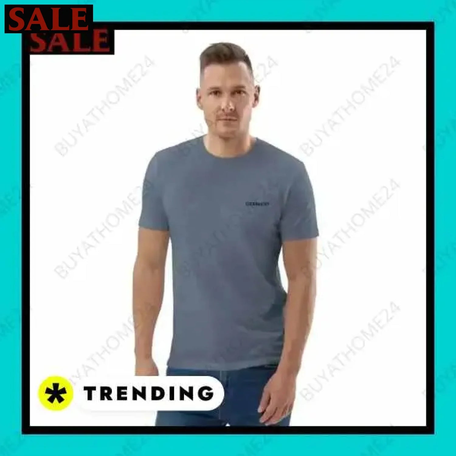 Herren T-Shirt aus Baumwolle mit stilvollem Design und passender Baseball Cap  Textildruck BUYATHOME24, T-Shirts BUYATHOME24, Hoodies BUYATHOME24,  Hosen BUYATHOME24, Jacken BUYATHOME24, Schuhe BUYATHOME24