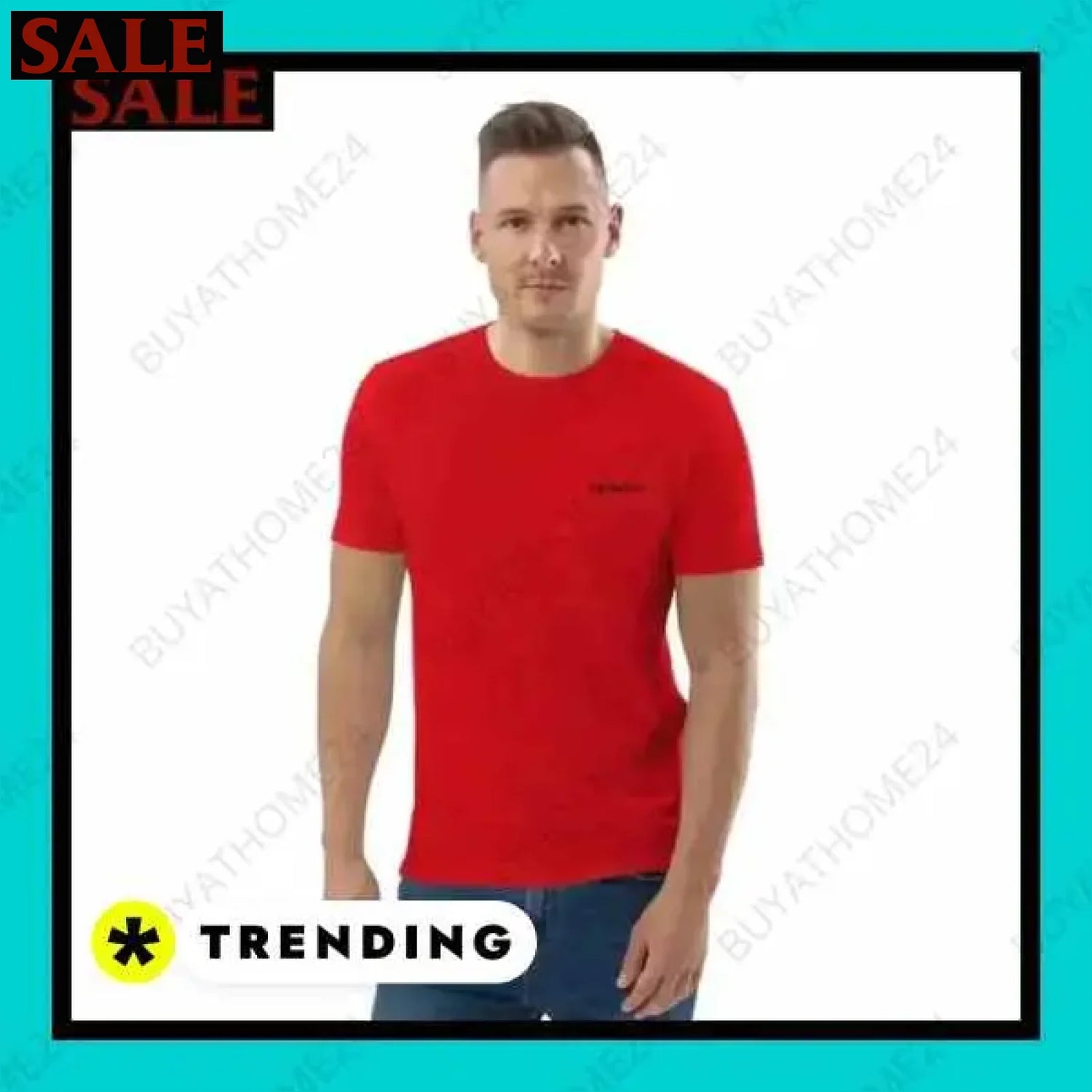 Herren T-Shirt aus Baumwolle mit stilvollem Design und passender Baseball Cap  Textildruck BUYATHOME24, T-Shirts BUYATHOME24, Hoodies BUYATHOME24,  Hosen BUYATHOME24, Jacken BUYATHOME24, Schuhe BUYATHOME24
