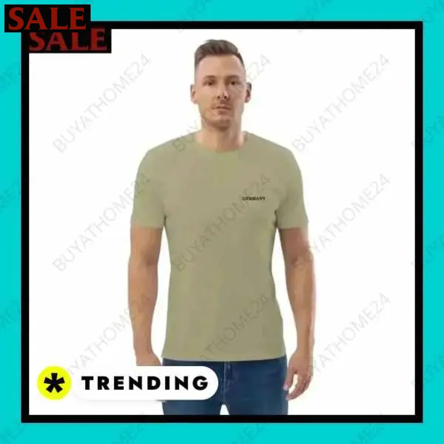 Herren T-Shirt aus Baumwolle mit stilvollem Design und passender Baseball Cap  Textildruck BUYATHOME24, T-Shirts BUYATHOME24, Hoodies BUYATHOME24,  Hosen BUYATHOME24, Jacken BUYATHOME24, Schuhe BUYATHOME24