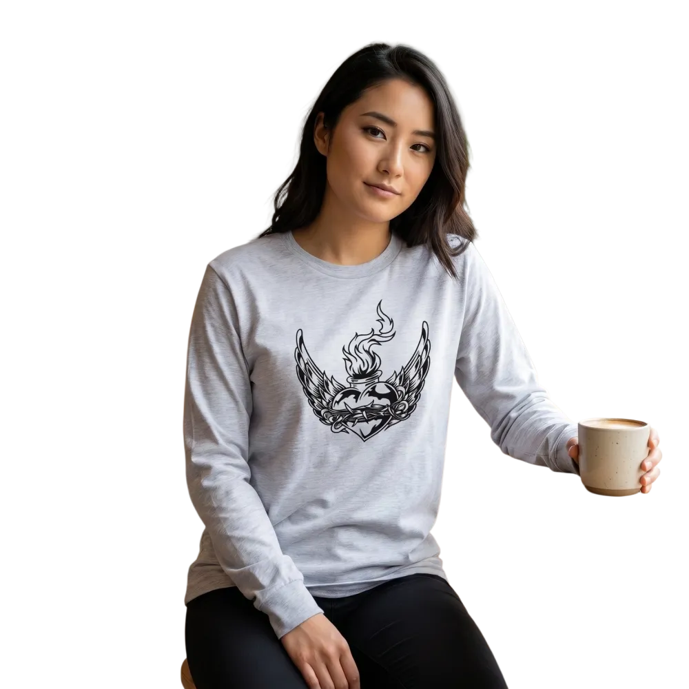 Herz Design Unisex Sweatshirt in Grau mit Langarm, S-4XL, von BUYATHOME24, bequemes Casual-Shirt für Damen und Herren.