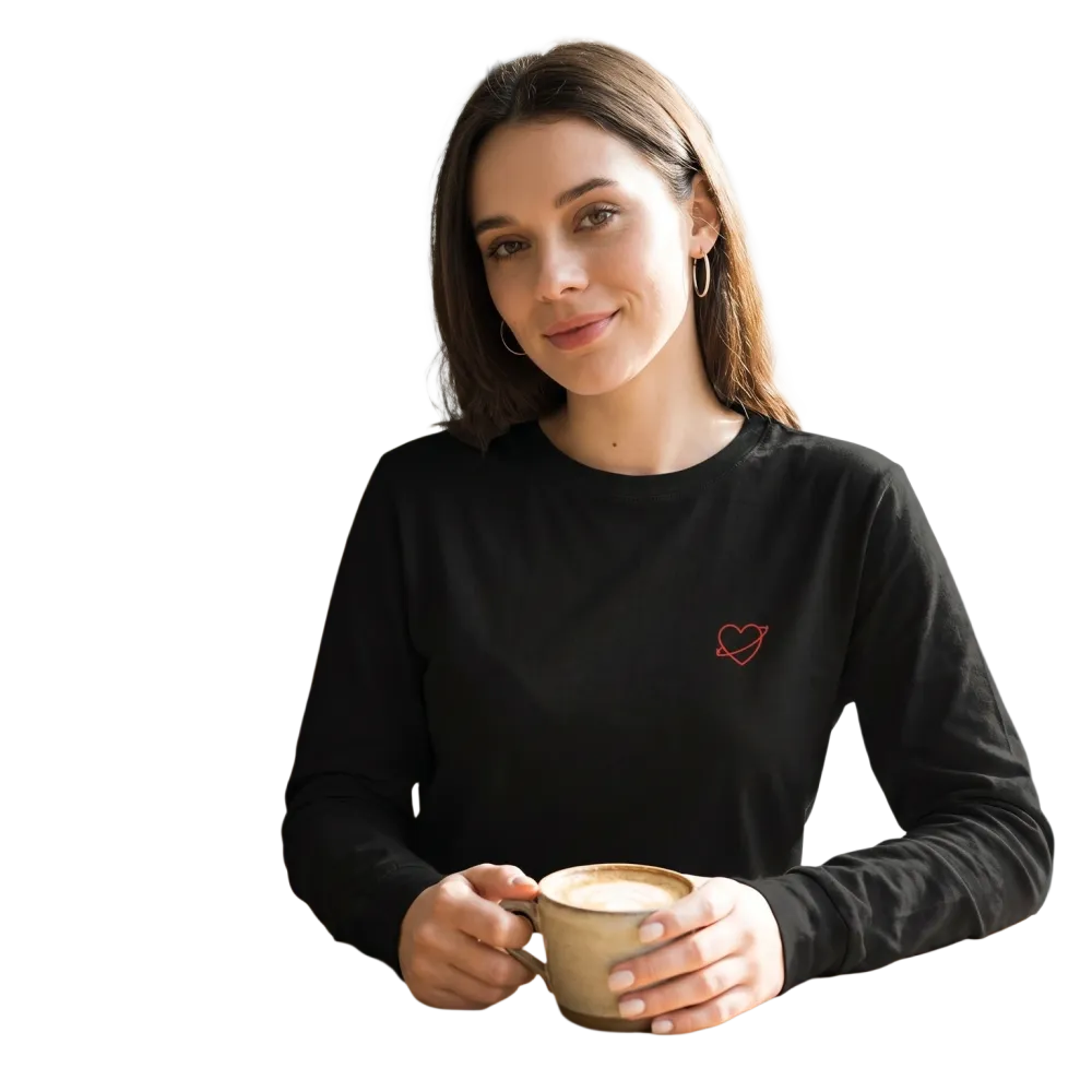Damen Sweatshirt mit Herz-Grafik aus Baumwolle, rundhalsausschnitt, bedruckbar, in XS bis 2XL, bequem und modisch.