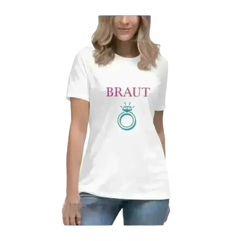 Hochzeit Grafik Damen T-Shirt aus Baumwolle in verschiedenen Größen, rundhals, limitierte Kollektion, von BUYATHOME24