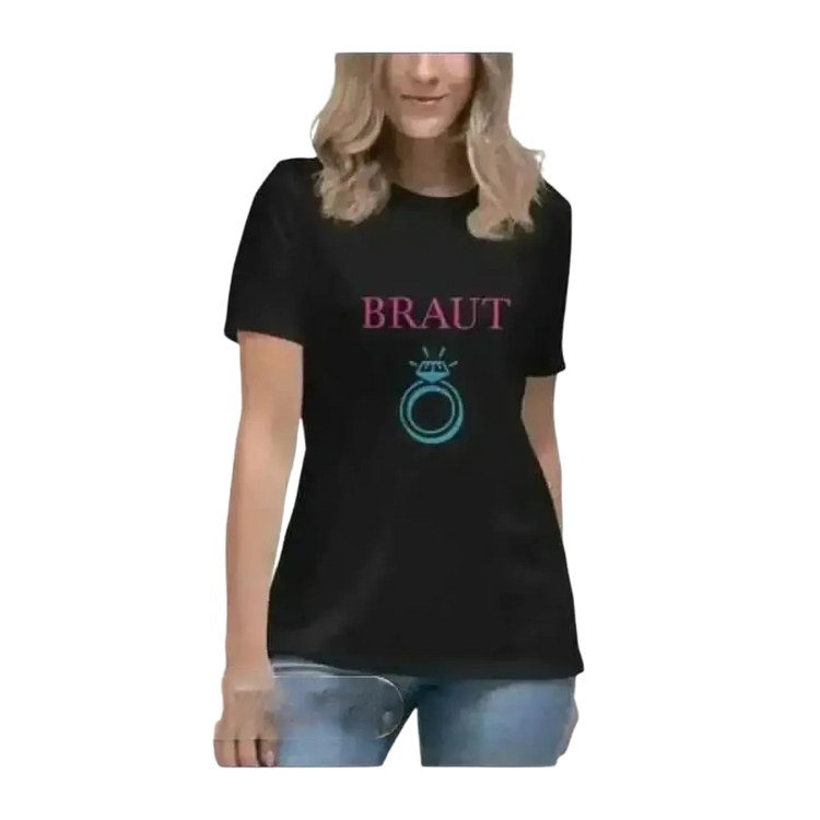 Hochzeits Grafik Damen T-Shirt aus Baumwolle in Größen S-3XL, limitierte Kollektion, bequemes Rundhals-Shirt von BUYATHOME24