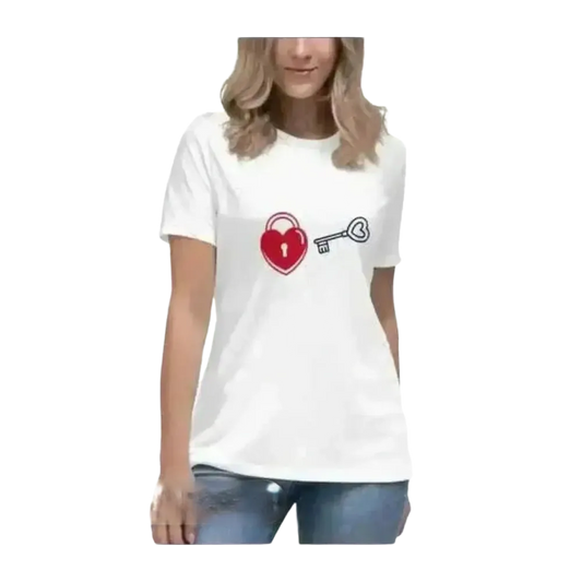 Hochzeit Grafik Damen T-Shirt aus Baumwolle in Weiß, Rundhals, S-3XL, von BUYATHOME24, stilvoller Komfort für Damen.