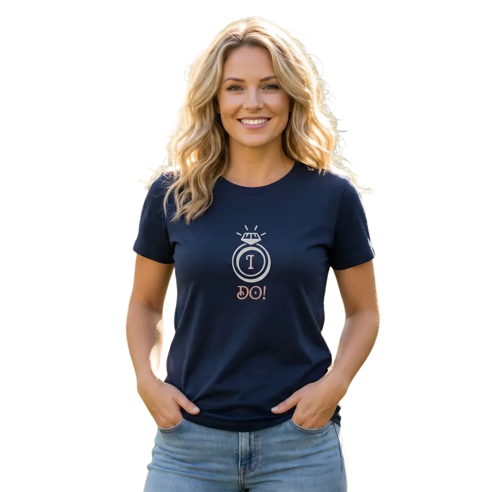 Hochzeit Grafik Damen T-Shirt, Rundhals, Baumwolle, in verschiedenen Größen S-3XL, bequemes Baumwollshirt mit Hochzeitsmotiv