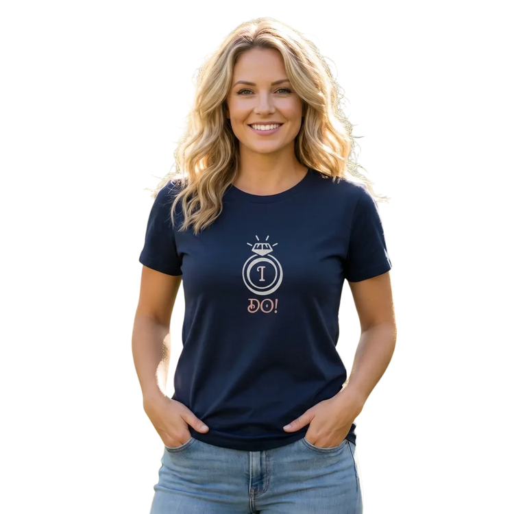 Hochzeit Grafik Damen T-Shirt, Rundhals, Baumwolle, in verschiedenen Größen S-3XL, bequemes Baumwollshirt mit Hochzeitsmotiv