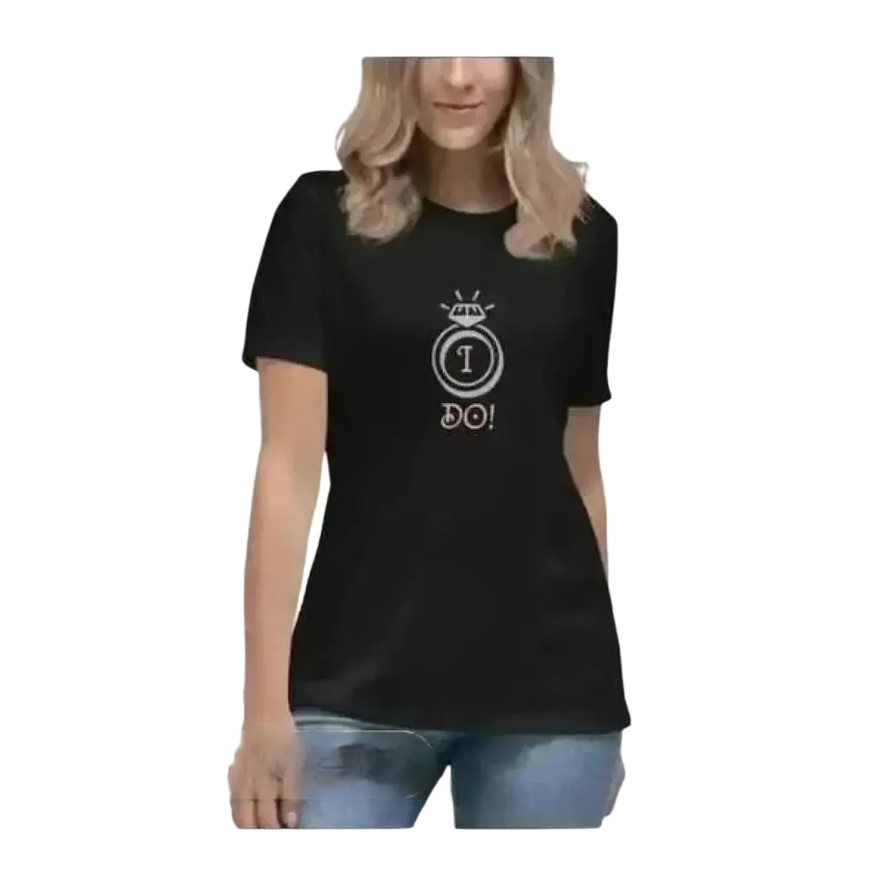 Hochzeits-Grafik Damen T-Shirt aus Baumwolle, rundhals, in S bis 3XL, stilvoller Komfort, modisches Damen-Shirt von BUYATHOME24