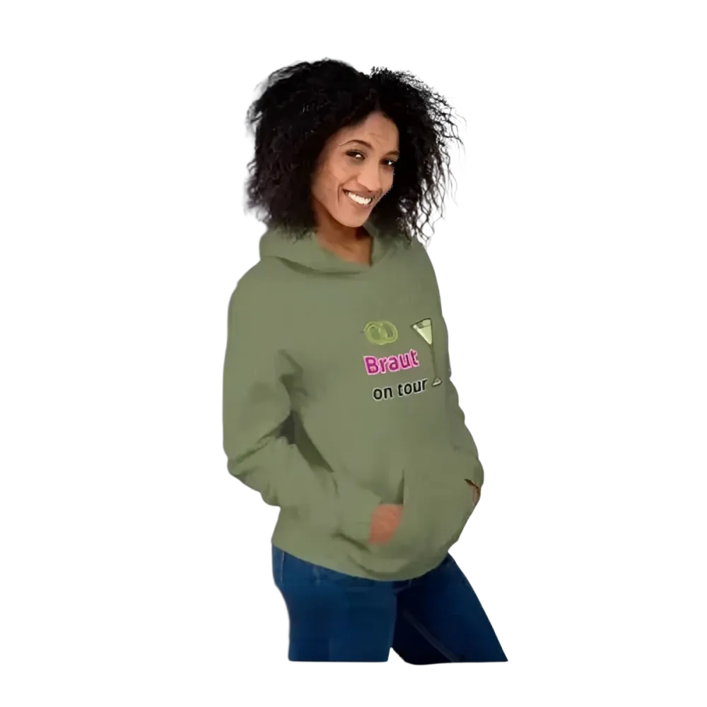 Damen Hoodie mit Hochzeits-Grafik in verschiedenen Größen, Braut Hoodie für Junggesellinnenabschied, von BUYATHOME24.