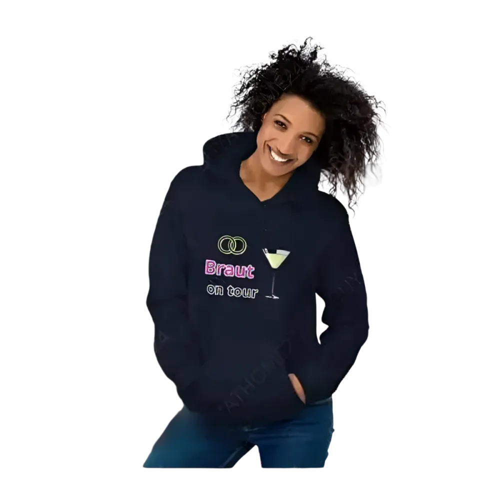 Grafik Damen Hoodie Hochzeit, Braut Hoodie in verschiedenen Größen, bequem und stylisch für Junggesellinnenabschied von BUYATHOME24