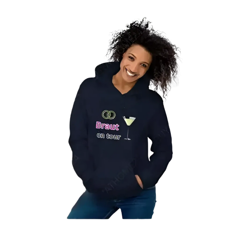 Grafik Damen Hoodie Hochzeit, Braut Hoodie in verschiedenen Größen, bequem und stylisch für Junggesellinnenabschied von BUYATHOME24