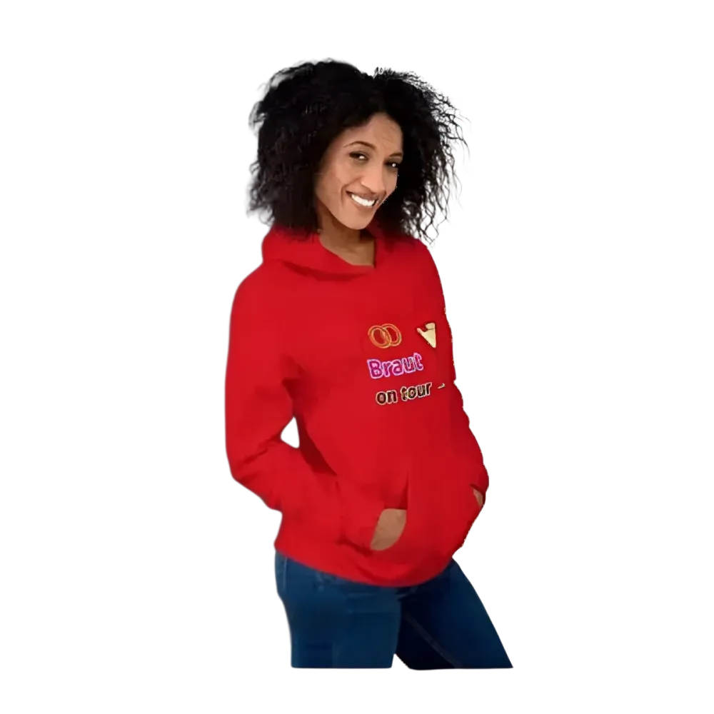 Grafik Damen Hoodie für Hochzeit, Braut Kapuzenpullover in S-5XL, mit Hochzeitsdesign, von BUYATHOME24, geeignet für Junggesellinnenabschied