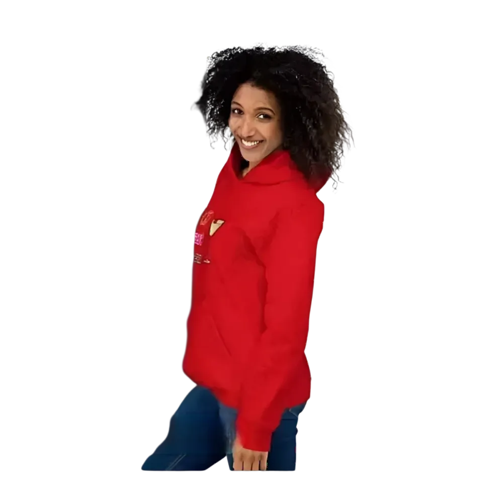 Grauer Damen Hoodie mit Hochzeit-Grafik, verfügbar in S-5XL, von BUYATHOME24, ideal für Junggesellinnenabschied und Braut.