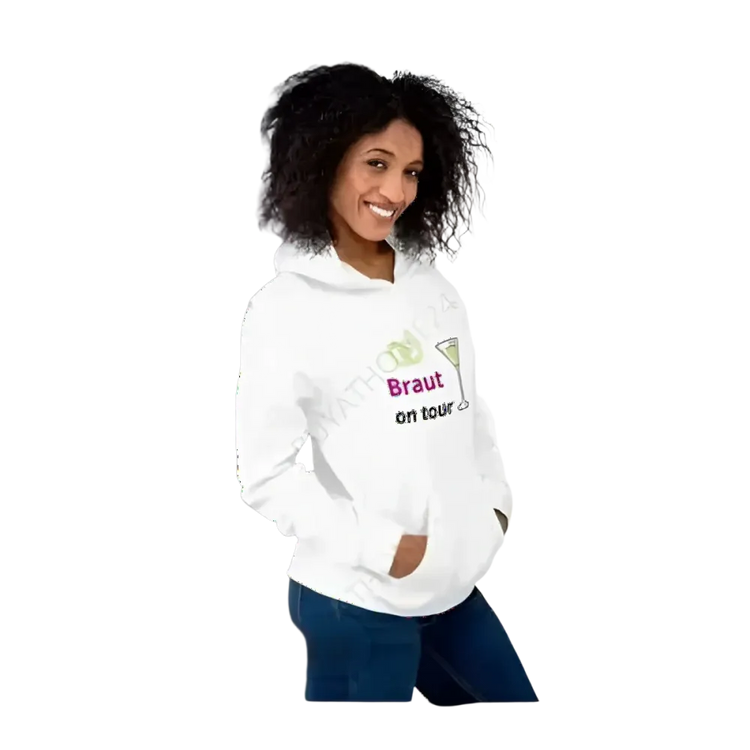Grafik Damen Hoodie für Hochzeit, Braut Kapuzenpullover, in verschiedenen Größen, von BUYATHOME24, bequem und stylisch für Junggesellinnenabschied