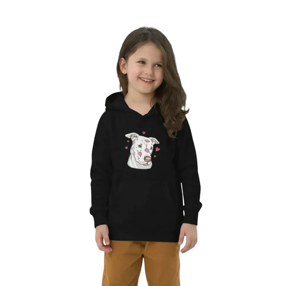 Grauer Kinder-Hoodie mit Hundetierdruck, Unisex Kapuzenpullover für 4-12 Jahre, bequem und modisch für Jungen und Mädchen.