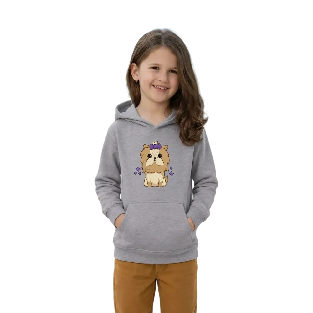 Hoodie für Mädchen mit Hund Tierdruck, Baumwolle, Grafik Hoodie für 4-12 Jahre, bequemer Kinderpullover in bunten Farben