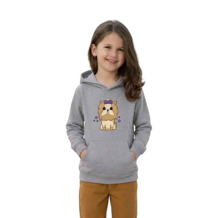Hoodie für Mädchen mit Hund Tierdruck, Baumwolle, Grafik Hoodie für 4-12 Jahre, bequemer Kinderpullover in bunten Farben