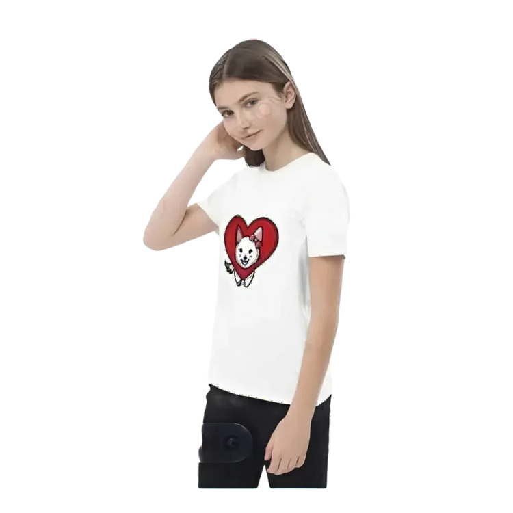 Hübsches unisex T-Shirt mit Hundemotiv für Kinder 3-14 Jahre, personalisierbar, kurze Ärmel, Baumwollstoff, von BUYATHOME24