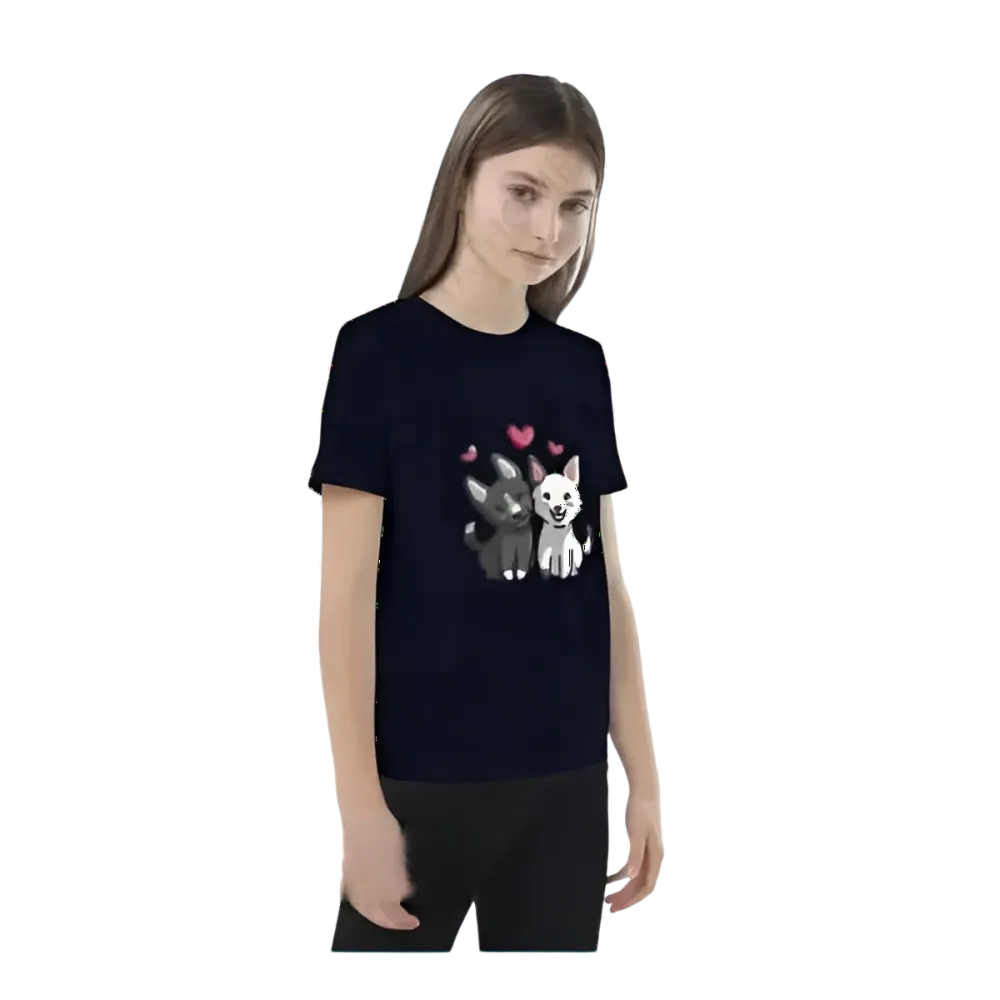 Kinder T-Shirt mit Hundegrafik, Rundhalsausschnitt, kurzärmlig, für Mädchen und Jungen, 3-14 Jahre, BUYATHOME24