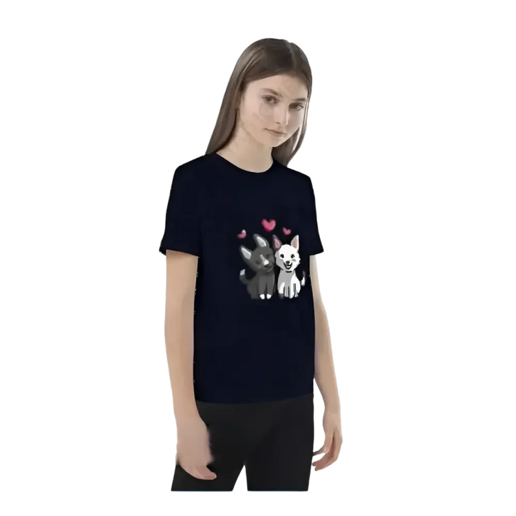 Kinder T-Shirt mit Hundegrafik, Rundhalsausschnitt, kurzärmlig, für Mädchen und Jungen, 3-14 Jahre, BUYATHOME24