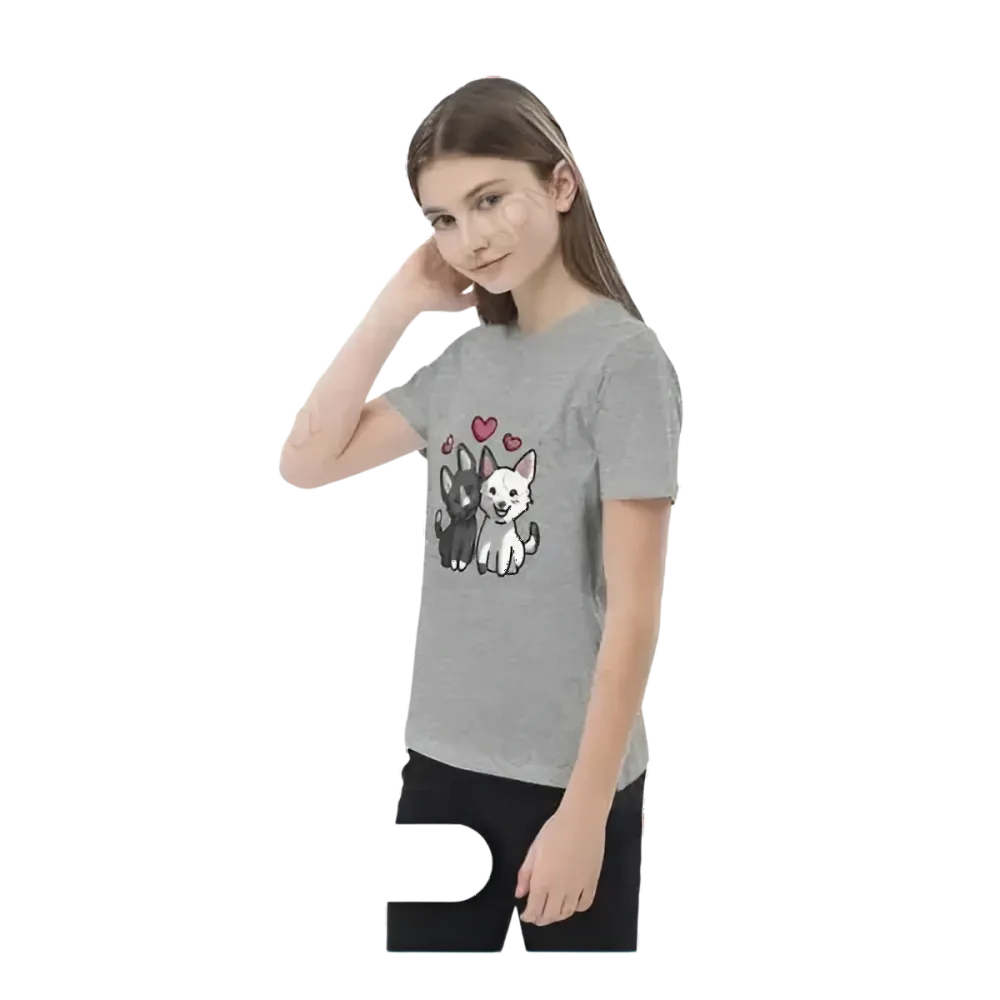 Hunde Tierdruck Grafik Rundhalsshirt für Kinder, Kurzarm, unisex, 3-14 Jahre, von BUYATHOME24, kindliches T-Shirt mit Hundemotiv