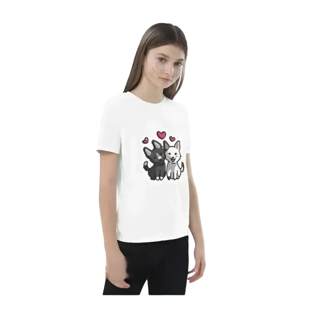 Kinder T-Shirt mit Hundefell Grafik, Kurzarm, unisex, für Mädchen und Jungen, für 3-14 Jahre, von BUYATHOME24