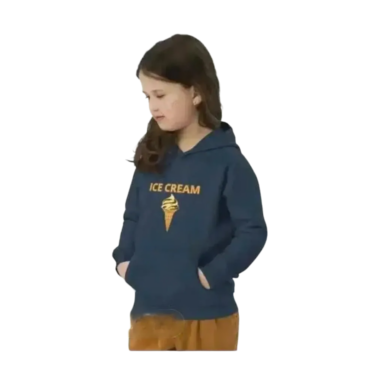 Kinder Hoodie aus Baumwolle mit Eiskrem-Grafik, Unisex Kapuzenpullover für Mädchen und Jungen, 4-12 Jahre, BUYATHOME24